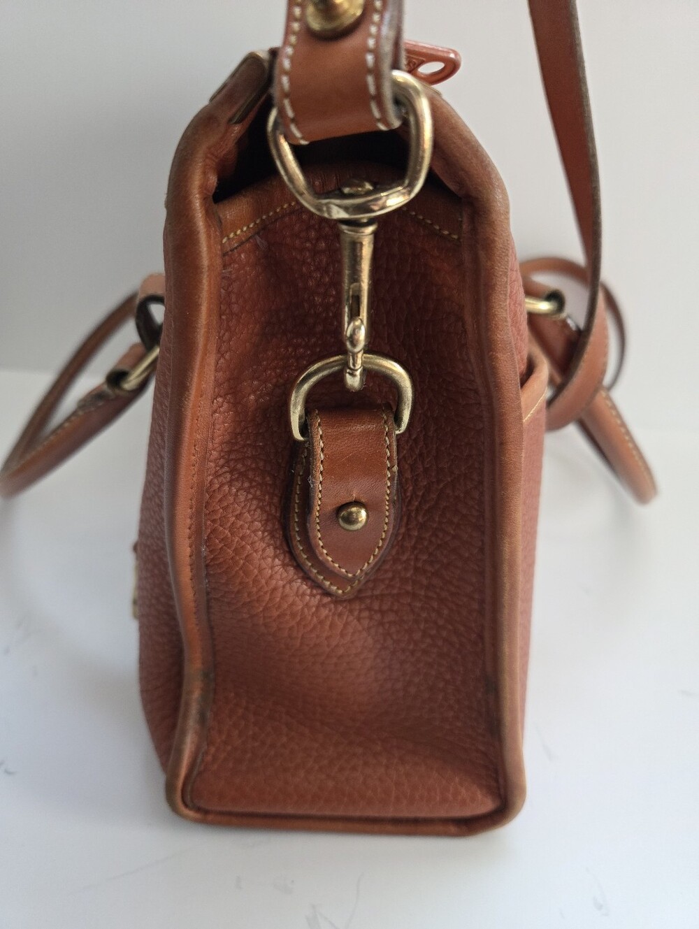 Vintage Dooney & Bourke All-Weather Leather Pebbled Leather Satchel Brown - Picture 7 of 16